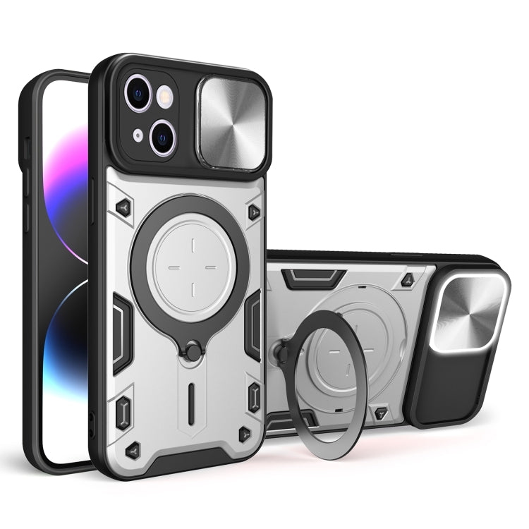 CD Texture Sliding Camshield Magnetic Holder Phone Case, For iPhone 15 Pro Max, For iPhone 15 Pro, For iPhone 15 Plus, For iPhone 15, For iPhone 14 Plus