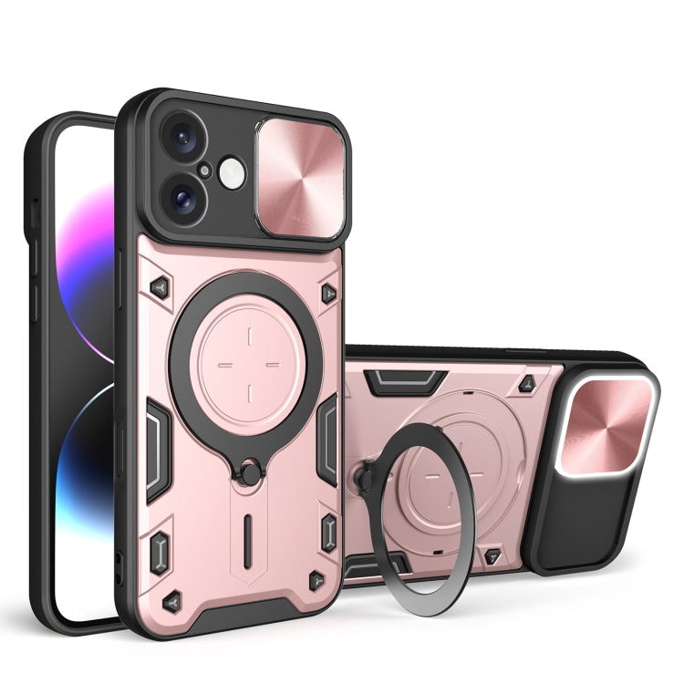 CD Texture Sliding Camshield Magnetic Holder Phone Case, For iPhone 16e, For iPhone 16 Pro Max, For iPhone 16 Pro, For iPhone 16 Plus, For iPhone 16