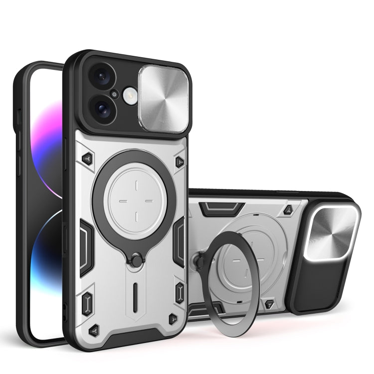 CD Texture Sliding Camshield Magnetic Holder Phone Case, For iPhone 16e, For iPhone 16 Pro Max, For iPhone 16 Pro, For iPhone 16 Plus, For iPhone 16