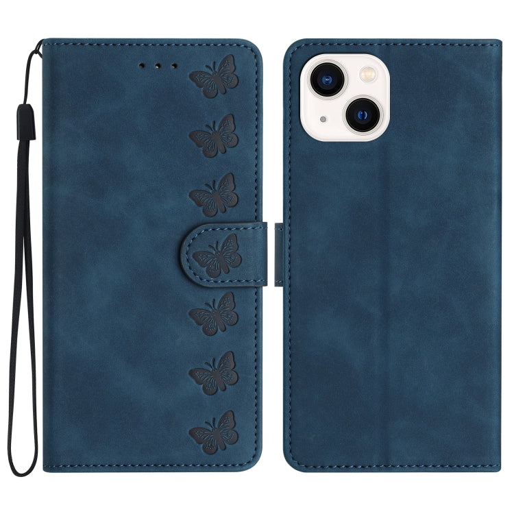 Seven Butterflies Embossed Leather Phone Case, For iPhone 14, For iPhone 14 Pro, For iPhone 14 Pro Max, For iPhone 13 Pro Max, For iPhone 13 Pro