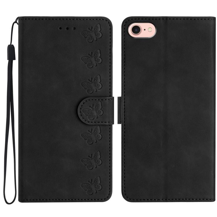 Seven Butterflies Embossed Leather Phone Case, For iPhone 16e, For iPhone 16 Pro Max, For iPhone 16 Pro, For iPhone 16 Plus, For iPhone 16