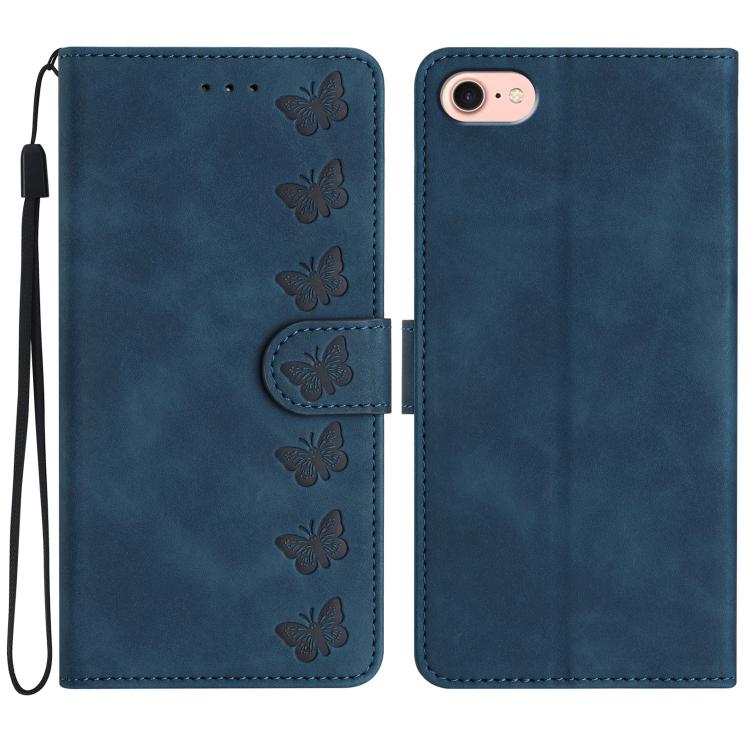 Seven Butterflies Embossed Leather Phone Case, For iPhone 16e, For iPhone 16 Pro Max, For iPhone 16 Pro, For iPhone 16 Plus, For iPhone 16