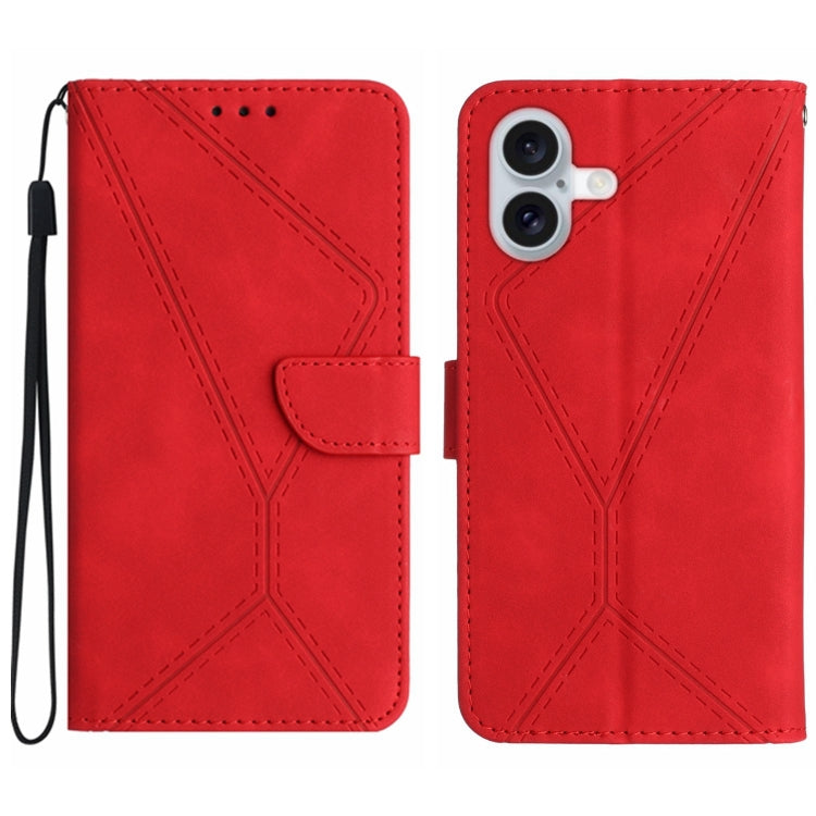 Stitching Embossed Leather Phone Case, For iPhone 16 Pro Max, For iPhone 16 Pro, For iPhone 16 Plus, For iPhone 16, iPhone 16e