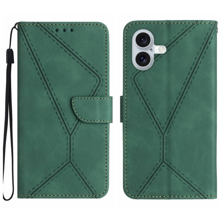 Stitching Embossed Leather Phone Case, For iPhone 16 Pro Max, For iPhone 16 Pro, For iPhone 16 Plus, For iPhone 16, iPhone 16e