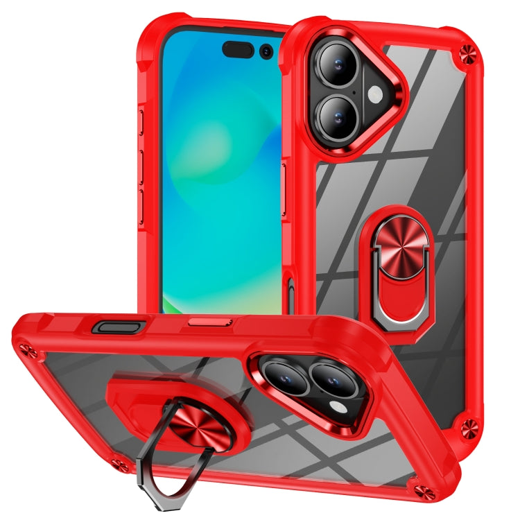 TPU + PC Lens Protection Phone Case with Ring Holder, For iPhone 16e, For iPhone 16 Pro Max, For iPhone 16 Pro, For iPhone 16 Plus, For iPhone 16