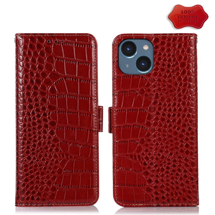 Crocodile Top Layer Cowhide Leather Phone Case, For iPhone 15