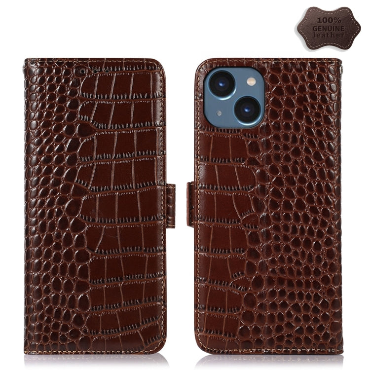 Crocodile Top Layer Cowhide Leather Phone Case, For iPhone 15