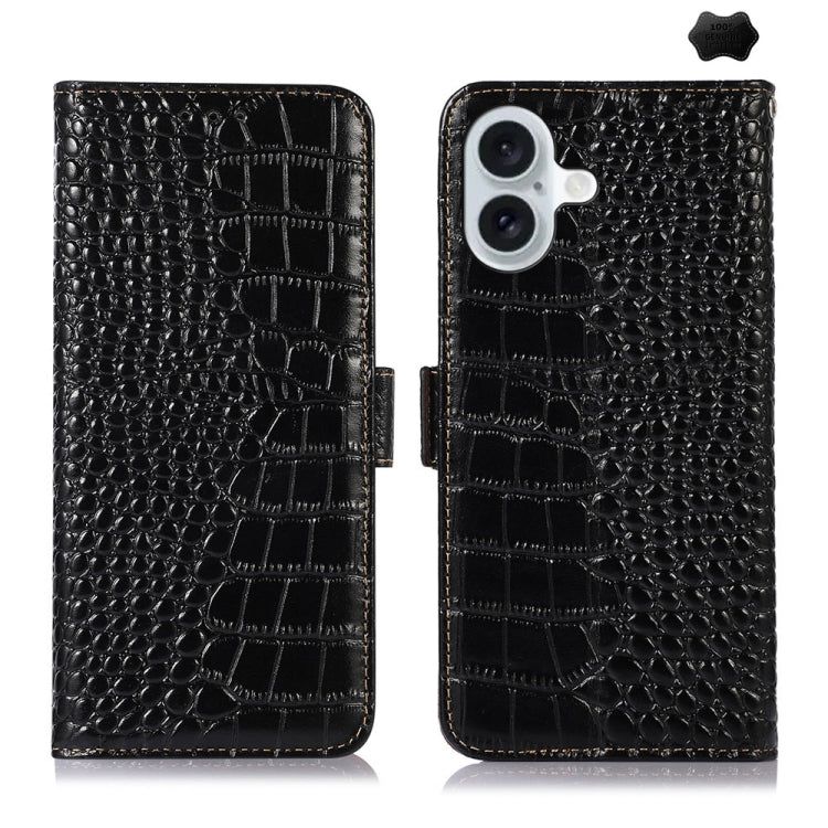 Crocodile Top Layer Cowhide Leather Phone Case, For iPhone 16e, For iPhone 16 Pro Max, For iPhone 16 Pro, For iPhone 16 Plus, For iPhone 16, For iPhone 15 Pro Max, For iPhone 15 Pro, For iPhone 15 Plus