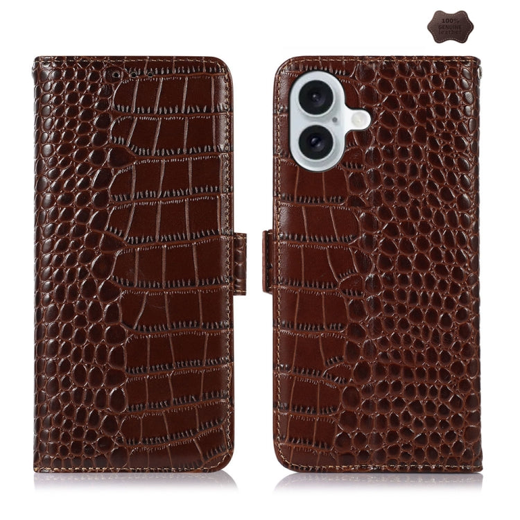 Crocodile Top Layer Cowhide Leather Phone Case, For iPhone 16e, For iPhone 16 Pro Max, For iPhone 16 Pro, For iPhone 16 Plus, For iPhone 16, For iPhone 15 Pro Max, For iPhone 15 Pro, For iPhone 15 Plus