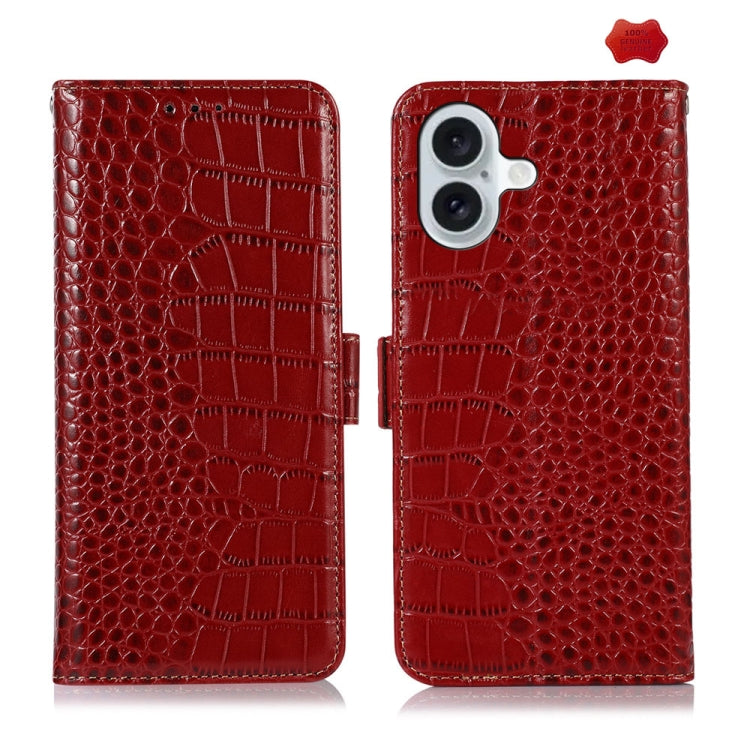 Crocodile Top Layer Cowhide Leather Phone Case, For iPhone 16e, For iPhone 16 Pro Max, For iPhone 16 Pro, For iPhone 16 Plus, For iPhone 16, For iPhone 15 Pro Max, For iPhone 15 Pro, For iPhone 15 Plus