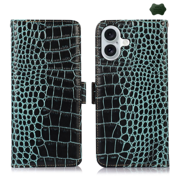 Crocodile Top Layer Cowhide Leather Phone Case, For iPhone 16e, For iPhone 16 Pro Max, For iPhone 16 Pro, For iPhone 16 Plus, For iPhone 16, For iPhone 15 Pro Max, For iPhone 15 Pro, For iPhone 15 Plus