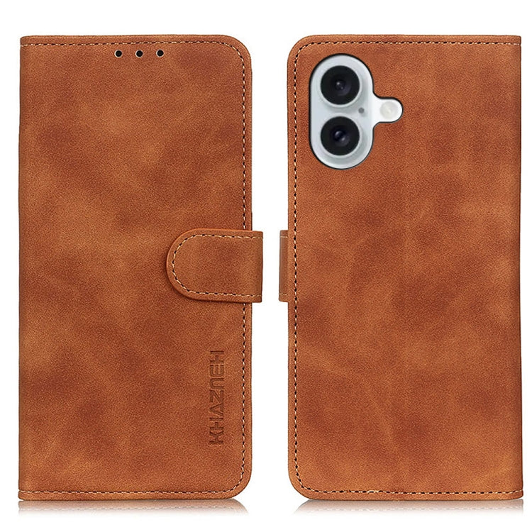 KHAZNEH Retro Texture Leather Phone Case, For iPhone 16 Pro Max, For iPhone 16 Pro, For iPhone 16 Plus, For iPhone 16, iPhone 16e, For iPhone 15 Pro Max, For iPhone 15 Pro, For iPhone 15 Plus