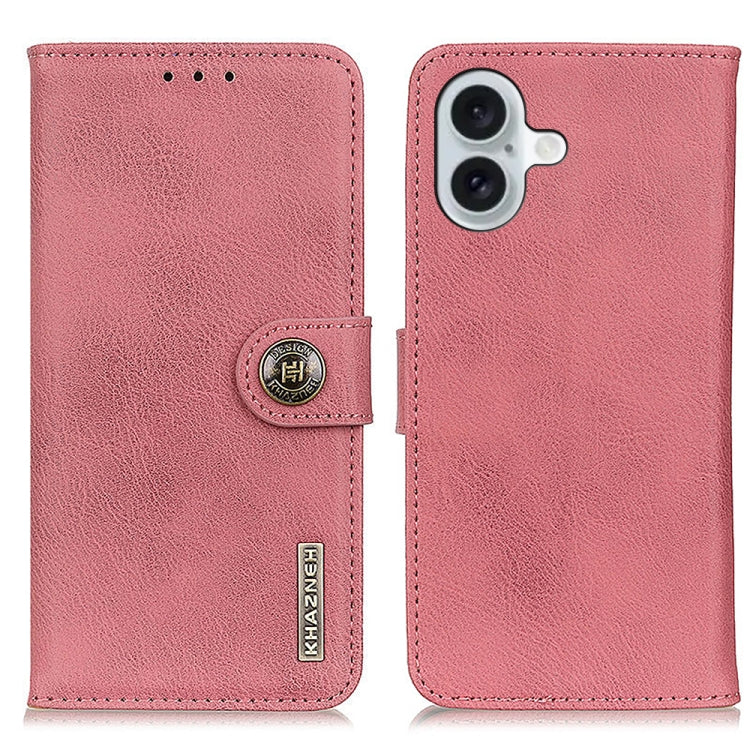 KHAZNEH Cowhide Texture Horizontal Flip Leather Phone Case, For iPhone 16 Pro Max, For iPhone 16 Pro, For iPhone 16 Plus, For iPhone 16, iPhone 16e, For iPhone 15 Pro Max, For iPhone 15 Pro, For iPhone 15 Plus