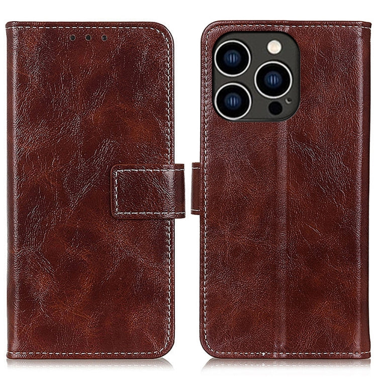 Retro Crazy Horse Texture Horizontal Flip Leather Phone Case, For iPhone 16 Pro Max, For iPhone 16 Pro, For iPhone 16 Plus, For iPhone 16, iPhone 16e, For iPhone 15 Pro Max