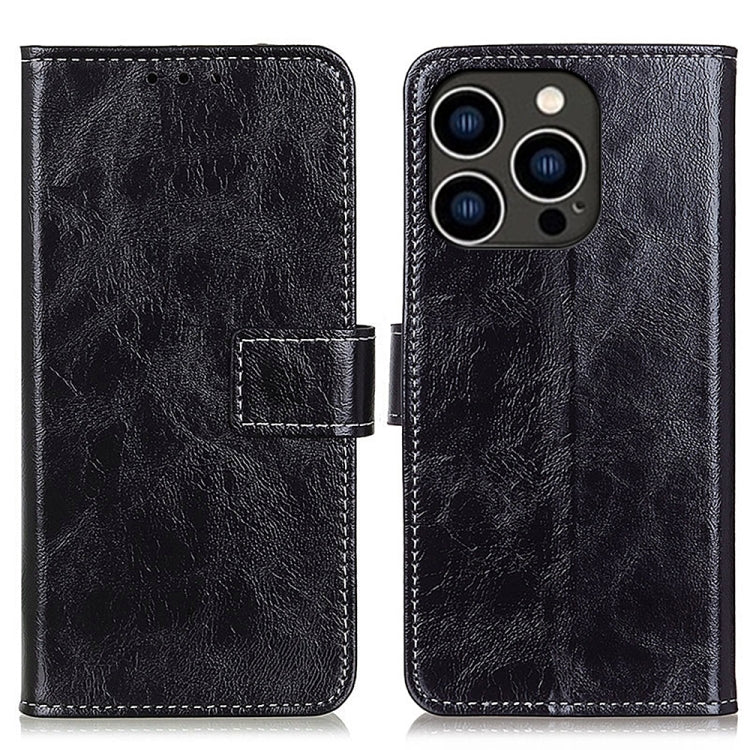 Retro Crazy Horse Texture Horizontal Flip Leather Phone Case, For iPhone 16 Pro Max, For iPhone 16 Pro, For iPhone 16 Plus, For iPhone 16, iPhone 16e, For iPhone 15 Pro Max