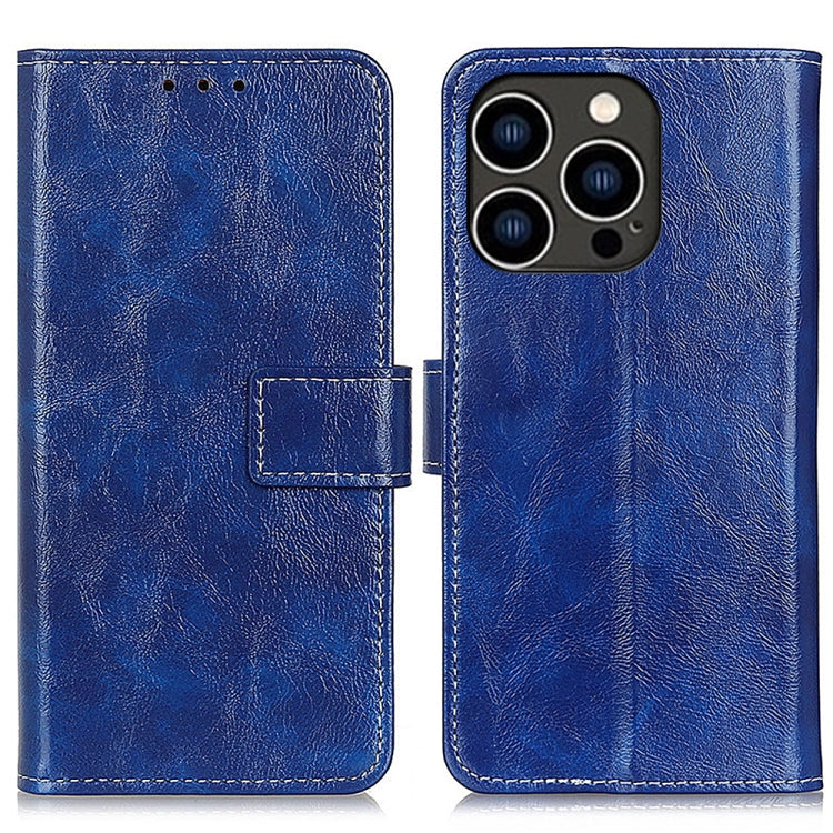 Retro Crazy Horse Texture Horizontal Flip Leather Phone Case, For iPhone 16 Pro Max, For iPhone 16 Pro, For iPhone 16 Plus, For iPhone 16, iPhone 16e, For iPhone 15 Pro Max