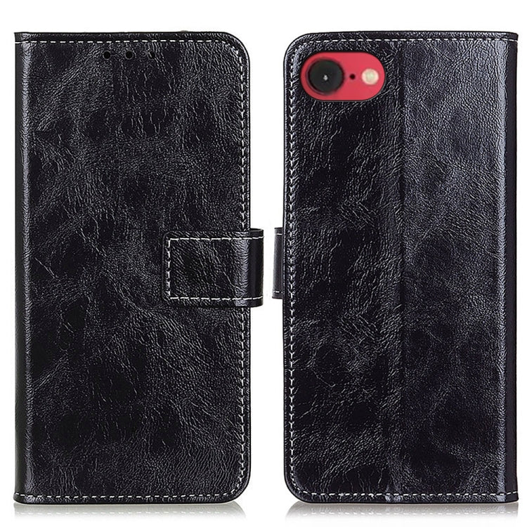 Retro Crazy Horse Texture Horizontal Flip Leather Phone Case, For iPhone 16 Pro Max, For iPhone 16 Pro, For iPhone 16 Plus, For iPhone 16, iPhone 16e, For iPhone 15 Pro Max