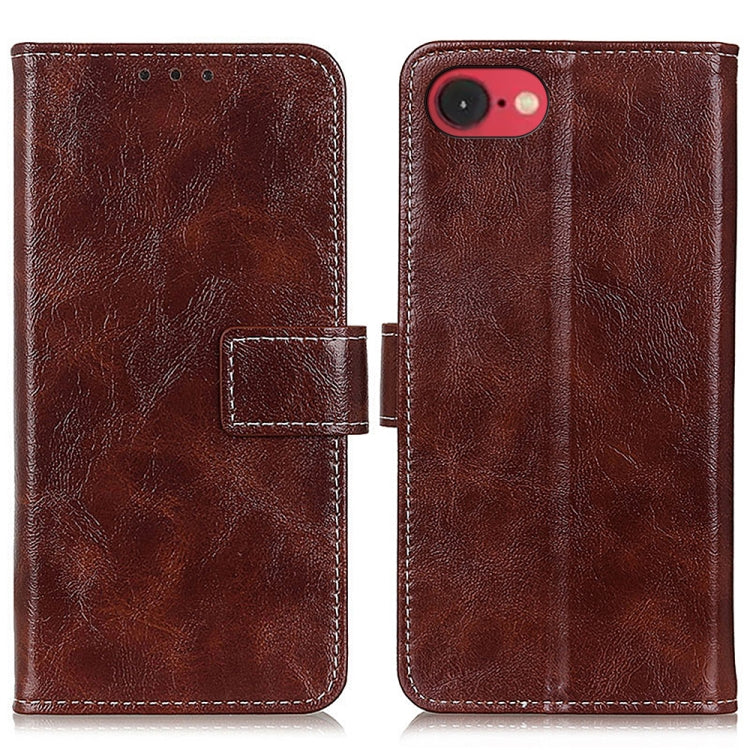 Retro Crazy Horse Texture Horizontal Flip Leather Phone Case, For iPhone 16 Pro Max, For iPhone 16 Pro, For iPhone 16 Plus, For iPhone 16, iPhone 16e, For iPhone 15 Pro Max