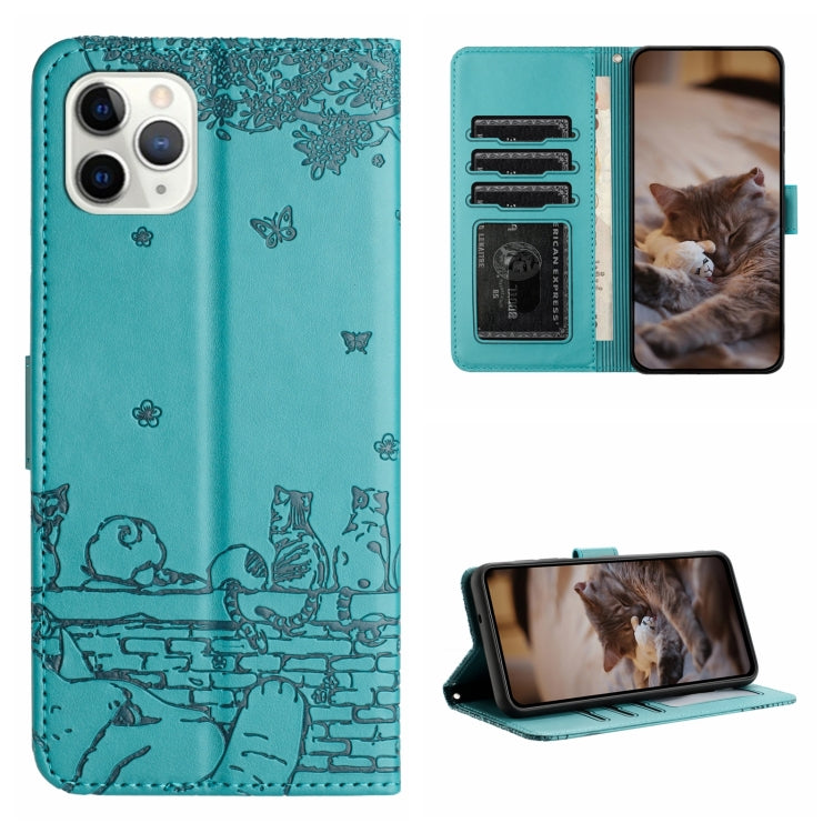 Cat Embossing Pattern Leather Phone Case with Lanyard, For iPhone 12, For iPhone 12 Pro Max, For iPhone 12 mini, For iPhone 11 Pro Max, For iPhone 11, For iPhone 11 Pro