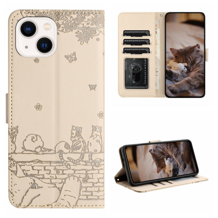 Cat Embossing Pattern Leather Phone Case with Lanyard, For iPhone 14 Pro Max, For iPhone 7 / 8 / SE 2020 / SE 2022, For iPhone 13 Pro Max, For iPhone 13 Pro, For iPhone 13, For iPhone 13 mini