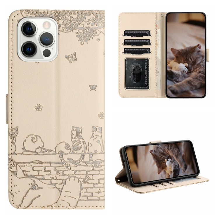 Cat Embossing Pattern Leather Phone Case with Lanyard, For iPhone 14 Pro Max, For iPhone 7 / 8 / SE 2020 / SE 2022, For iPhone 13 Pro Max, For iPhone 13 Pro, For iPhone 13, For iPhone 13 mini