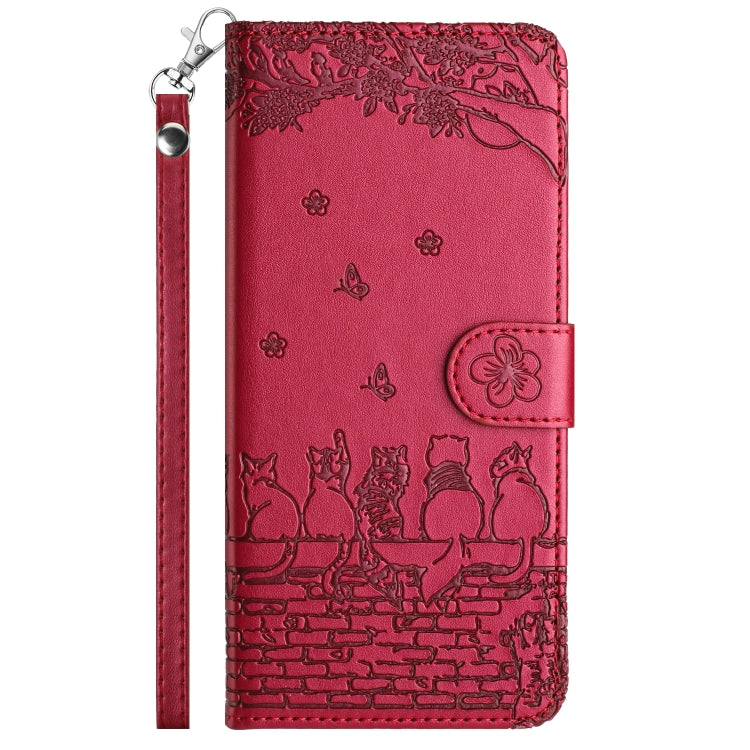 Cat Embossing Pattern Leather Phone Case with Lanyard, For iPhone XS Max, For iPhone X, For iPhone 7 Plus / 8 Plus