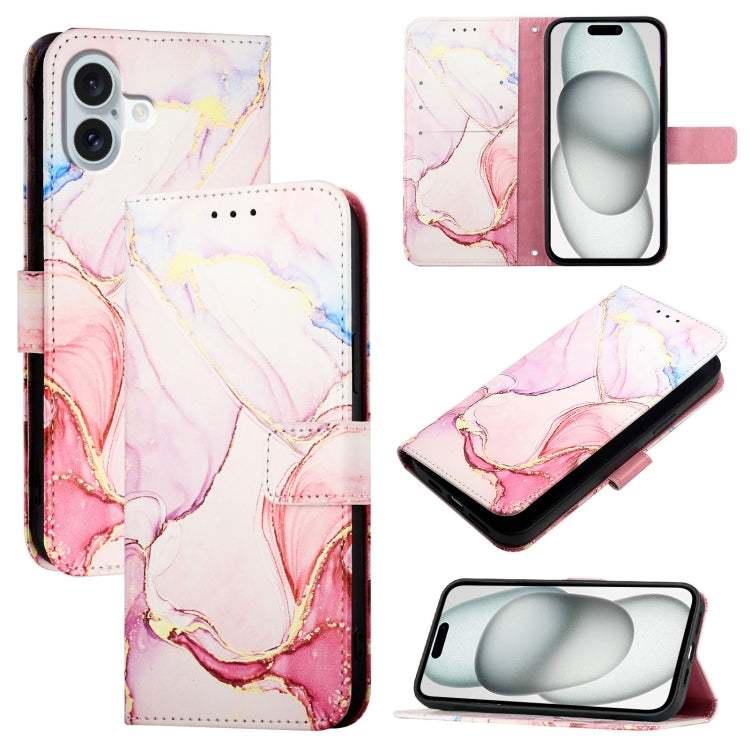 PT003 Marble Pattern Flip Leather Phone Case, For iPhone 16 Pro Max, For iPhone 16 Pro, For iPhone 16 Plus, For iPhone 16, For iPhone 16e, For iPhone 15 Pro Max