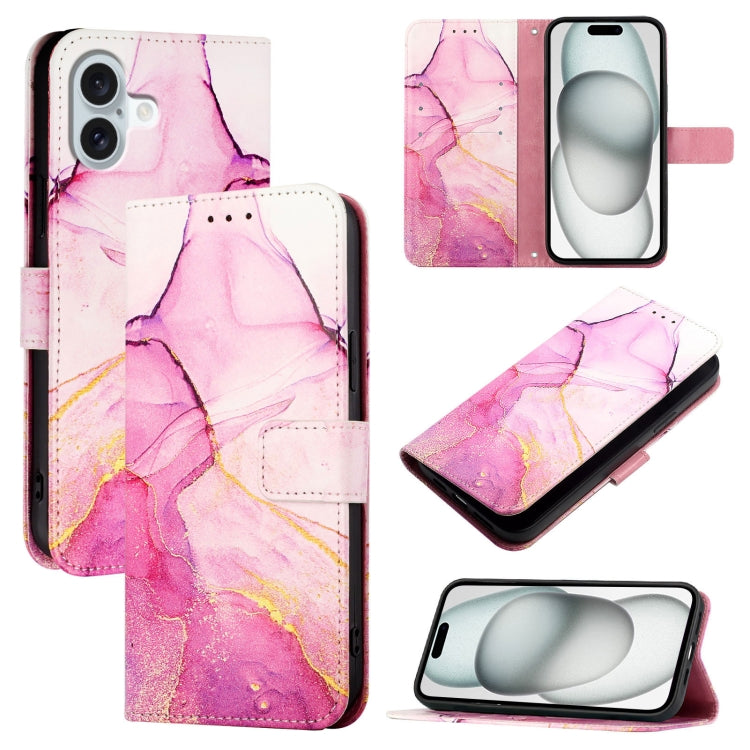 PT003 Marble Pattern Flip Leather Phone Case, For iPhone 16 Pro Max, For iPhone 16 Pro, For iPhone 16 Plus, For iPhone 16, For iPhone 16e, For iPhone 15 Pro Max