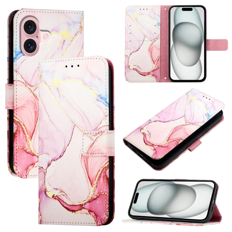 PT003 Marble Pattern Flip Leather Phone Case, For iPhone 16 Pro Max, For iPhone 16 Pro, For iPhone 16 Plus, For iPhone 16, For iPhone 16e, For iPhone 15 Pro Max