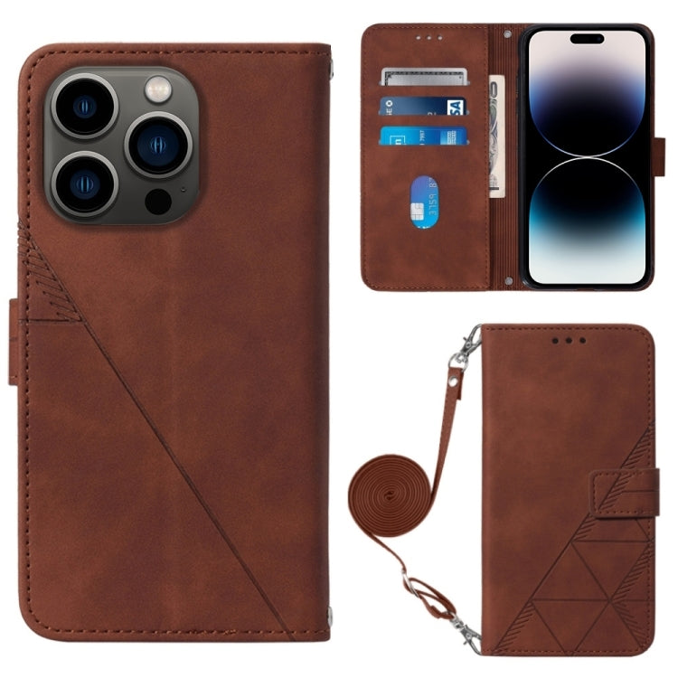 Crossbody 3D Embossed Flip Leather Phone Case, For iPhone 15 Pro Max, For iPhone 15 Pro, For iPhone 15 Plus, For iPhone 15, For iPod Touch 7 / 6 / 5