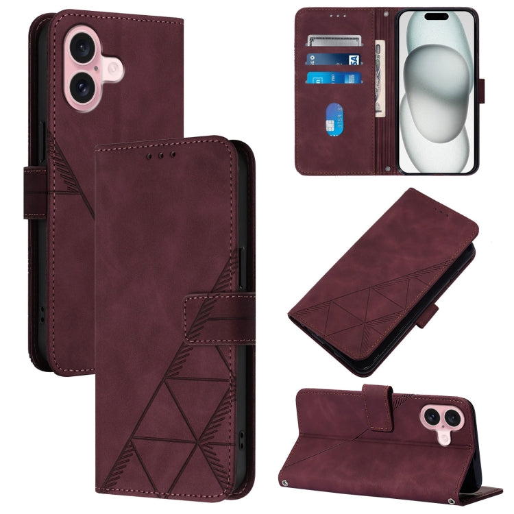 Crossbody 3D Embossed Flip Leather Phone Case, For iPhone 16e, For iPhone 16 Pro Max, For iPhone 16 Pro, For iPhone 16 Plus, For iPhone 16