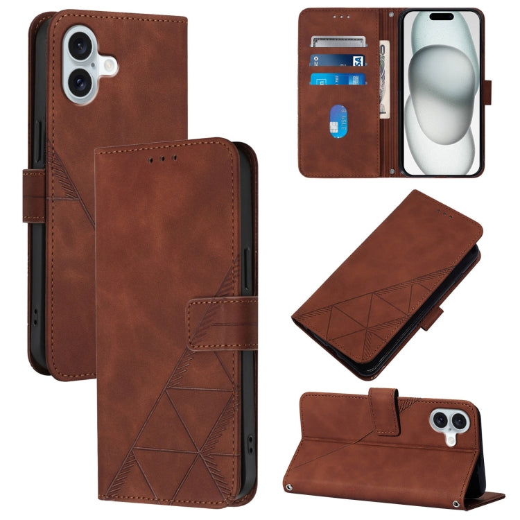 Crossbody 3D Embossed Flip Leather Phone Case, For iPhone 16e, For iPhone 16 Pro Max, For iPhone 16 Pro, For iPhone 16 Plus, For iPhone 16