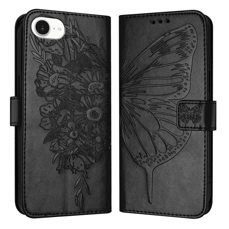 Embossed Butterfly Leather Phone Case, iPhone 16e, For iPhone 15 Pro Max, For iPhone 15 Pro, For iPhone 15 Plus