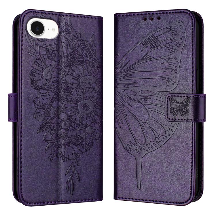 Embossed Butterfly Leather Phone Case, iPhone 16e, For iPhone 15 Pro Max, For iPhone 15 Pro, For iPhone 15 Plus