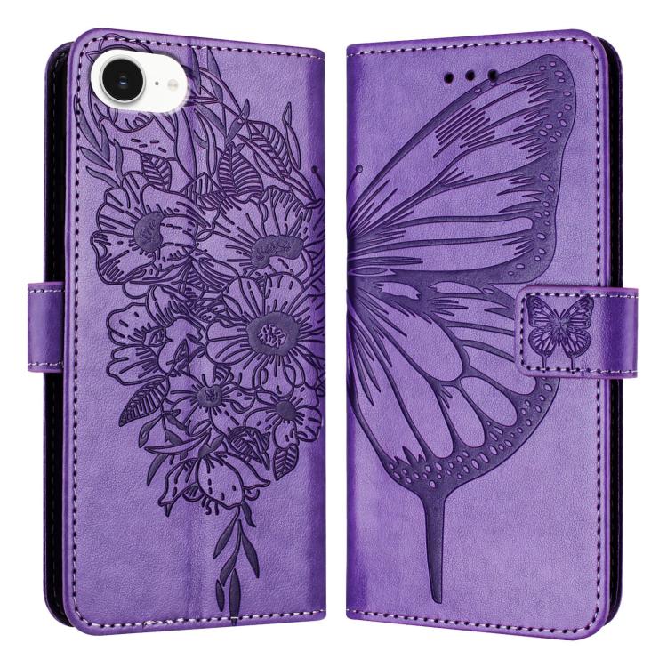 Embossed Butterfly Leather Phone Case, iPhone 16e, For iPhone 15 Pro Max, For iPhone 15 Pro, For iPhone 15 Plus