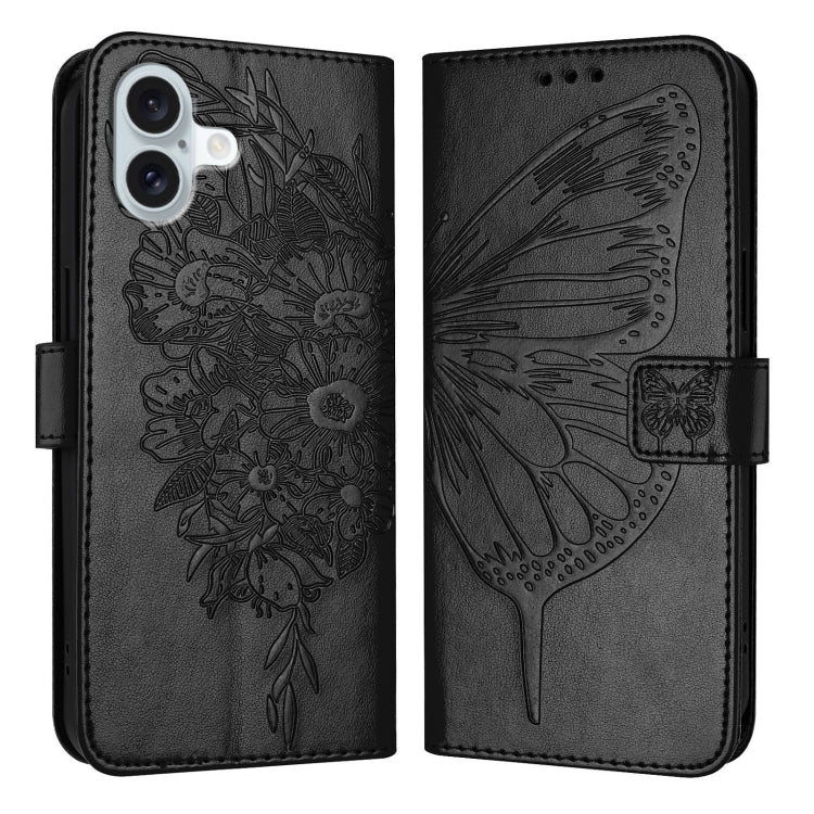 Embossed Butterfly Leather Phone Case, For iPhone 16 Pro Max, For iPhone 16 Pro, For iPhone 16 Plus, For iPhone 16