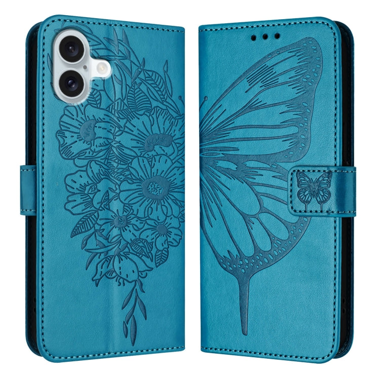 Embossed Butterfly Leather Phone Case, For iPhone 16 Pro Max, For iPhone 16 Pro, For iPhone 16 Plus, For iPhone 16