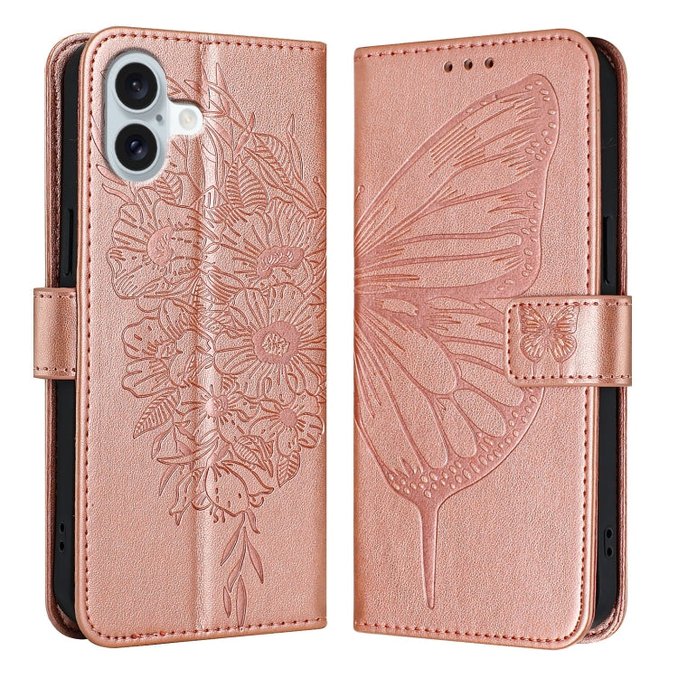 Embossed Butterfly Leather Phone Case, For iPhone 16 Pro Max, For iPhone 16 Pro, For iPhone 16 Plus, For iPhone 16