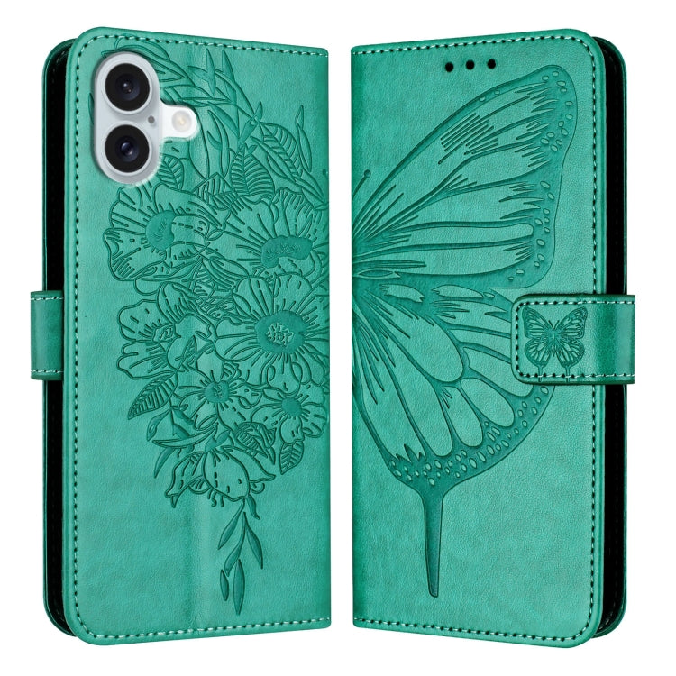 Embossed Butterfly Leather Phone Case, For iPhone 16 Pro Max, For iPhone 16 Pro, For iPhone 16 Plus, For iPhone 16