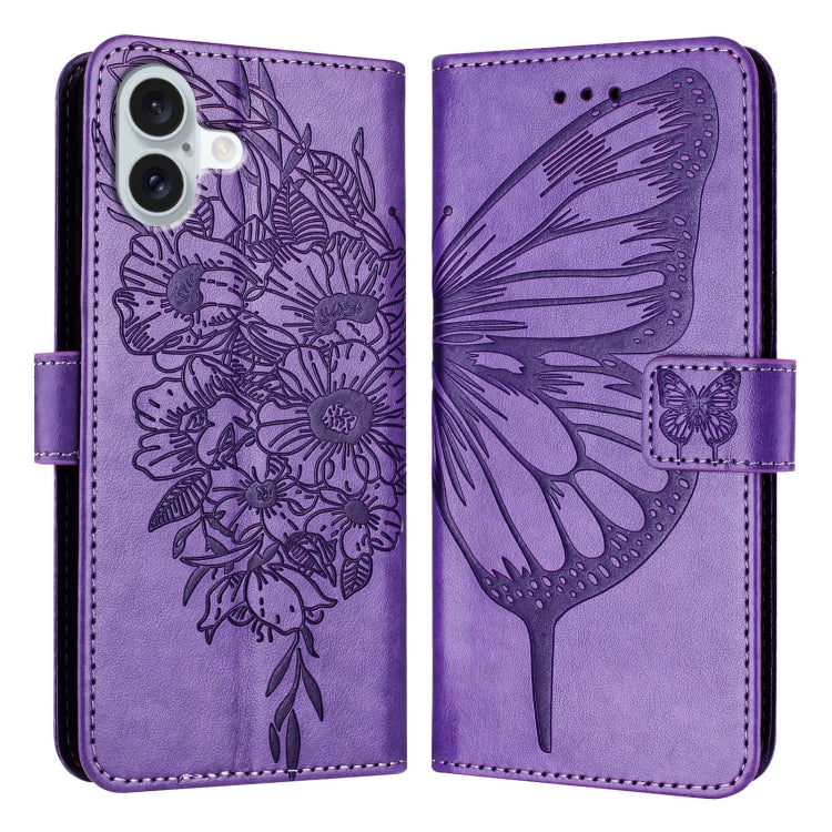 Embossed Butterfly Leather Phone Case, For iPhone 16 Pro Max, For iPhone 16 Pro, For iPhone 16 Plus, For iPhone 16