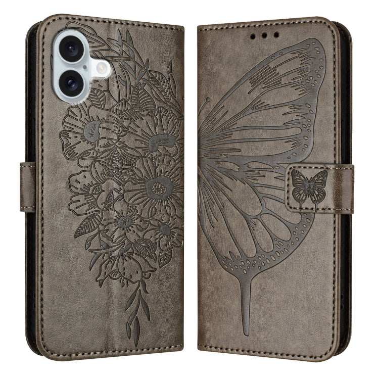 Embossed Butterfly Leather Phone Case, For iPhone 16 Pro Max, For iPhone 16 Pro, For iPhone 16 Plus, For iPhone 16