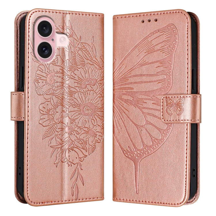 Embossed Butterfly Leather Phone Case, For iPhone 16 Pro Max, For iPhone 16 Pro, For iPhone 16 Plus, For iPhone 16