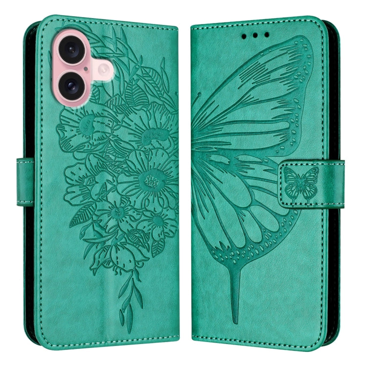 Embossed Butterfly Leather Phone Case, For iPhone 16 Pro Max, For iPhone 16 Pro, For iPhone 16 Plus, For iPhone 16