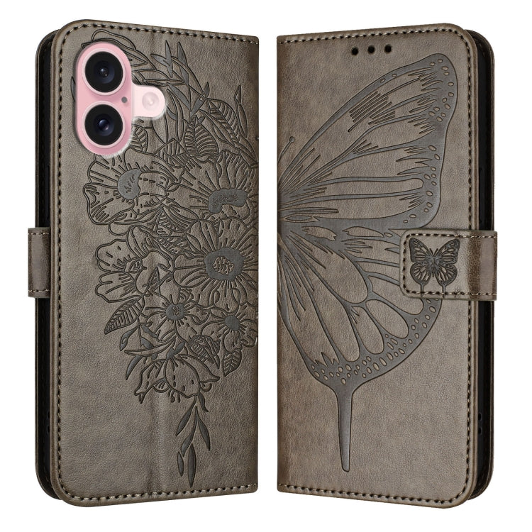 Embossed Butterfly Leather Phone Case, For iPhone 16 Pro Max, For iPhone 16 Pro, For iPhone 16 Plus, For iPhone 16