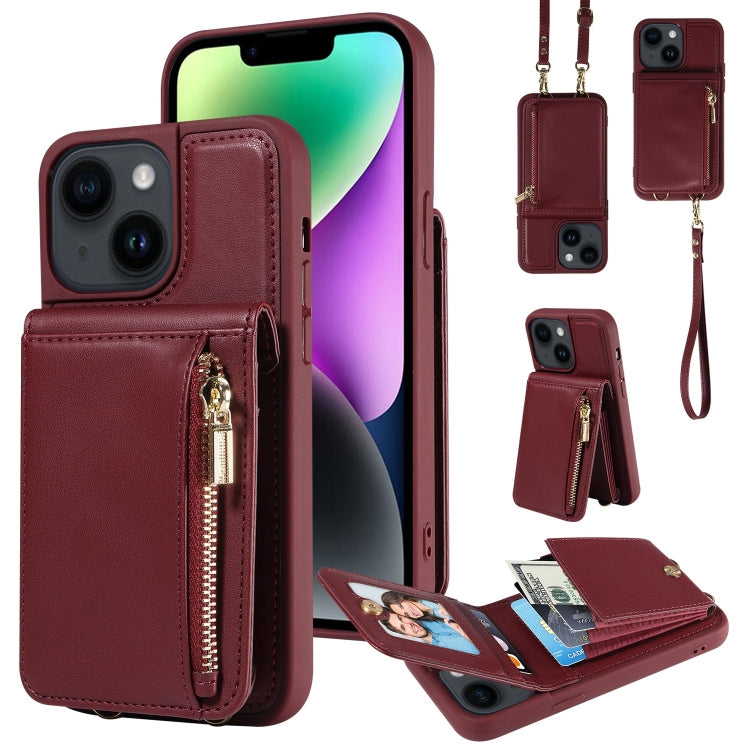 Crossbody Lanyard Zipper Wallet Leather Phone Case, For iPhone 15 Plus, For iPhone 15, For iPhone 14 Plus, For iPhone 14, For iPhone 14 Pro, For iPhone 14 Pro Max