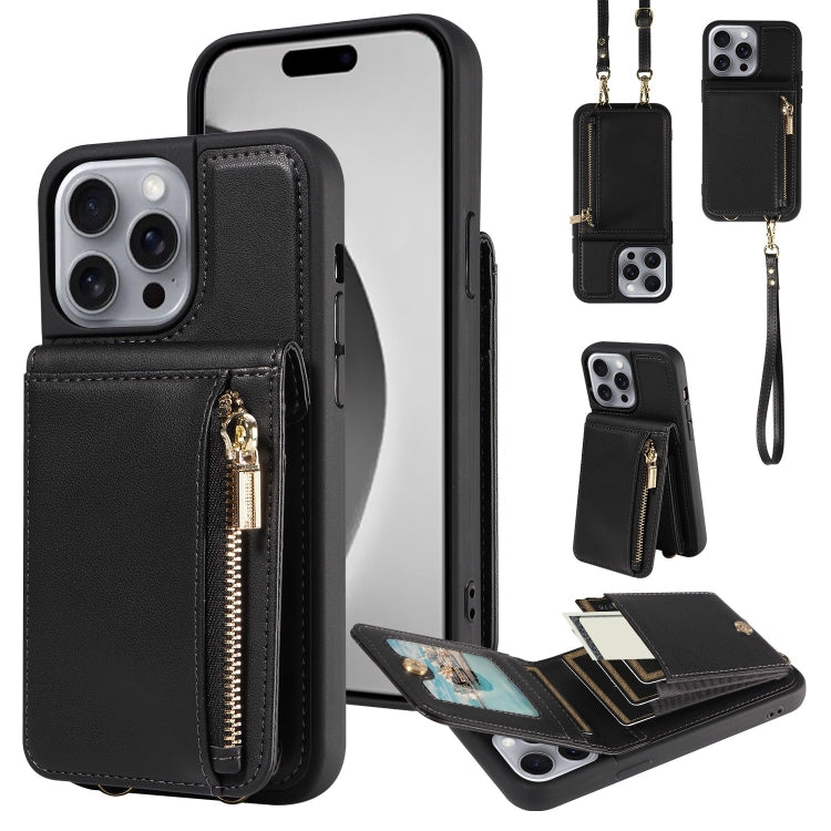 Crossbody Lanyard Zipper Wallet Leather Phone Case, For iPhone 16 Pro Max, For iPhone 16 Pro, For iPhone 16 Plus, For iPhone 16, For iPhone 15 Pro Max, For iPhone 15 Pro