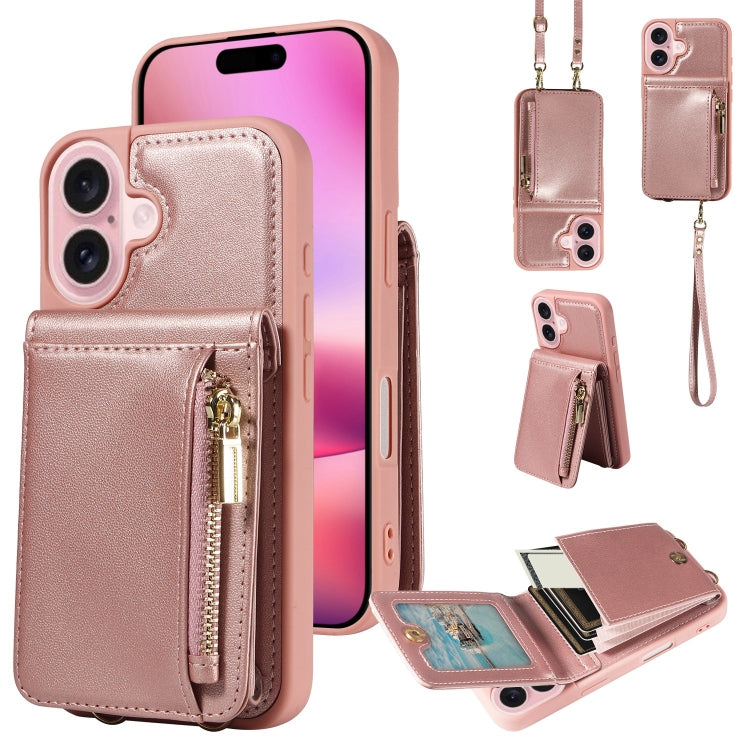 Crossbody Lanyard Zipper Wallet Leather Phone Case, For iPhone 16 Pro Max, For iPhone 16 Pro, For iPhone 16 Plus, For iPhone 16, For iPhone 15 Pro Max, For iPhone 15 Pro