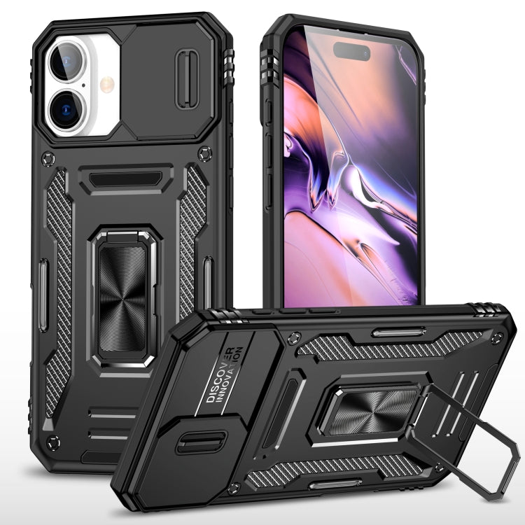 Armor PC + TPU Camera Shield Phone Case, For iPhone 16 Pro Max, For iPhone 16 Pro, For iPhone 16 Plus, For iPhone 16