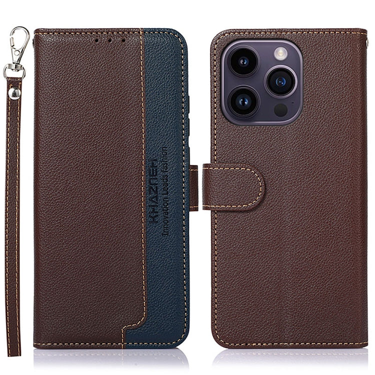 KHAZNEH Litchi Texture Leather RFID Phone Case, For iPhone 16 Pro Max, For iPhone 16 Pro, For iPhone 16 Plus, For iPhone 16, iPhone 16e, For iPhone 15 Pro Max, For iPhone 15 Pro, For iPhone 15 Plus