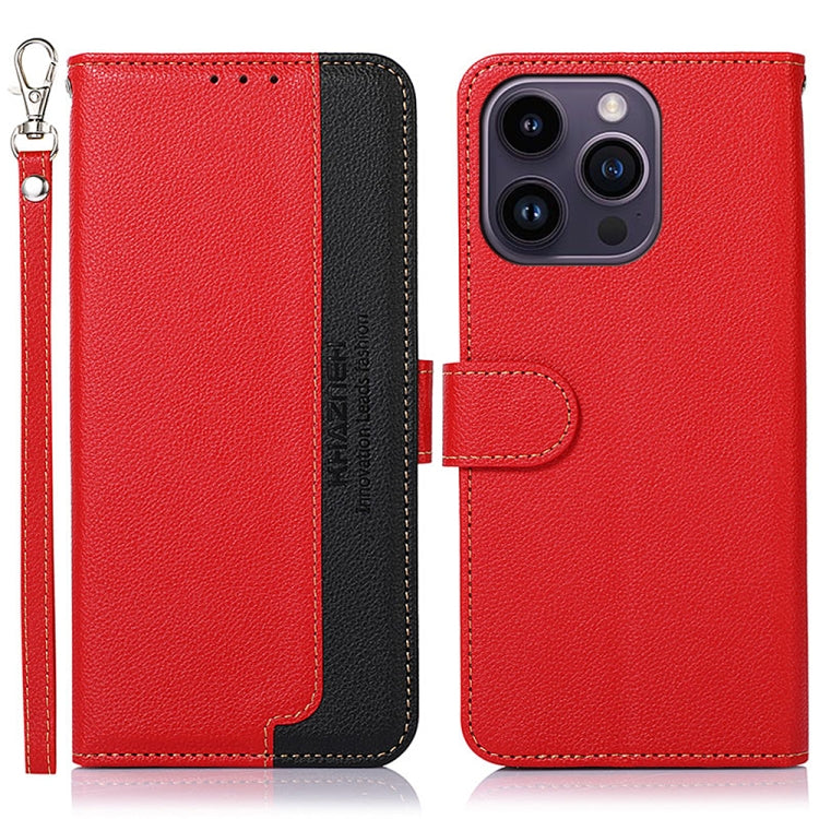 KHAZNEH Litchi Texture Leather RFID Phone Case, For iPhone 16 Pro Max, For iPhone 16 Pro, For iPhone 16 Plus, For iPhone 16, iPhone 16e, For iPhone 15 Pro Max, For iPhone 15 Pro, For iPhone 15 Plus